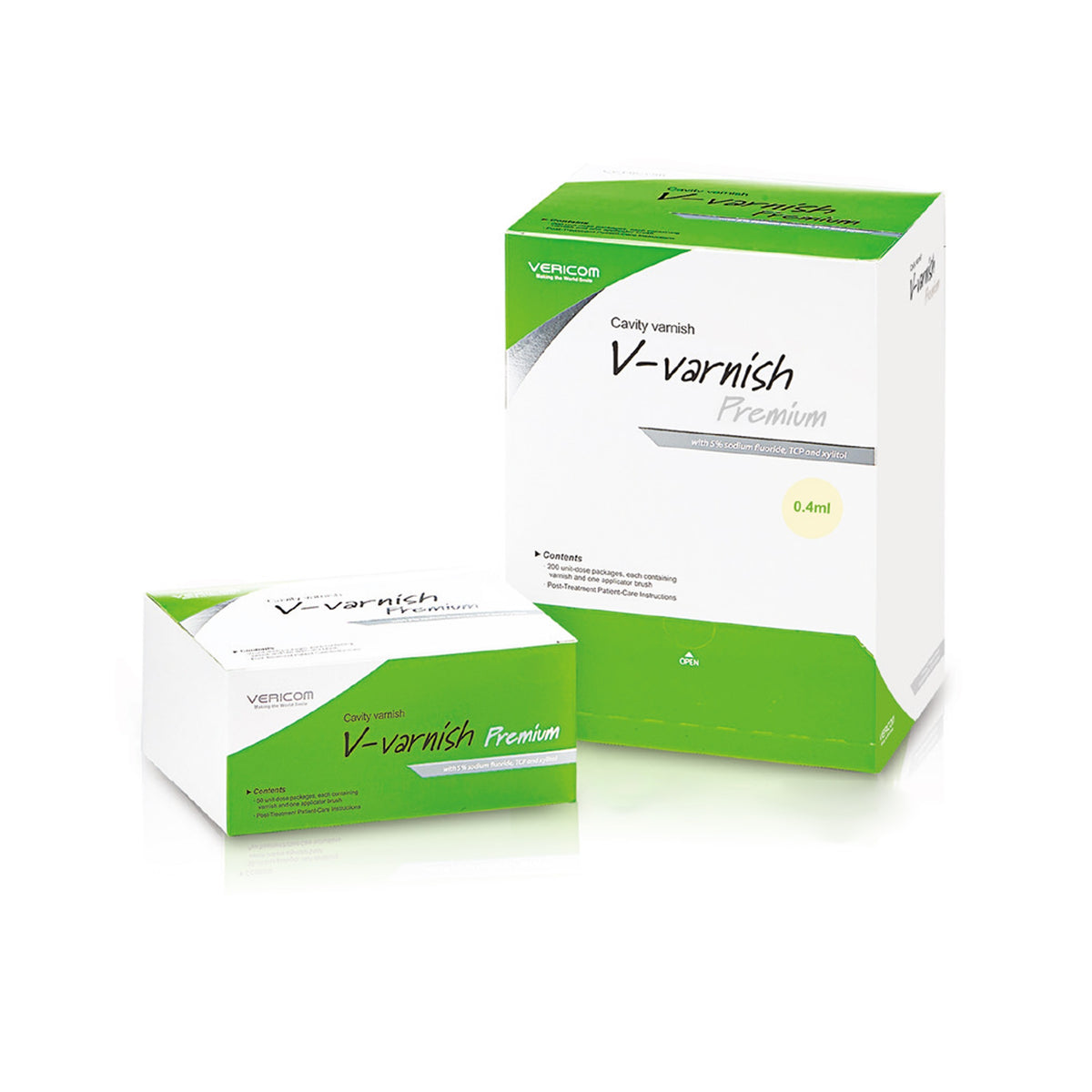 Vericom V-varnish Premium fluoride varnish with TCP and xylitol – packaging