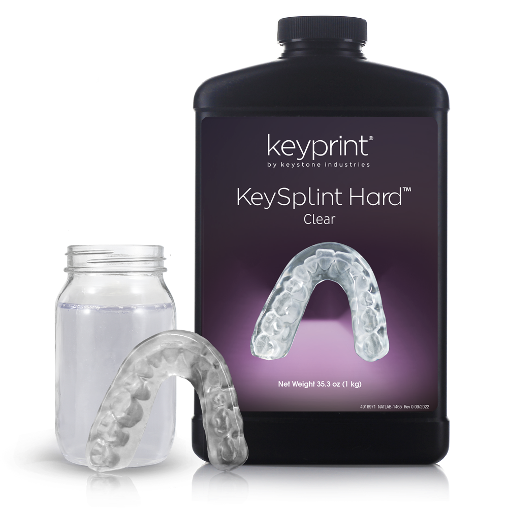 Keystone KeySplint Hard resin bottle with printed splint