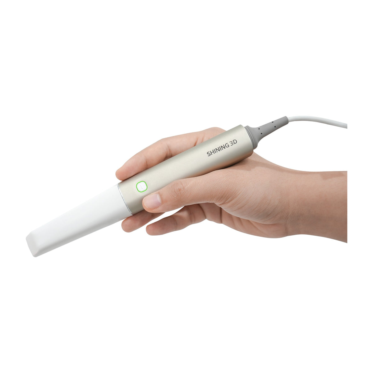 Shining 3D Aoralscan Elite intraoral scanner in hand