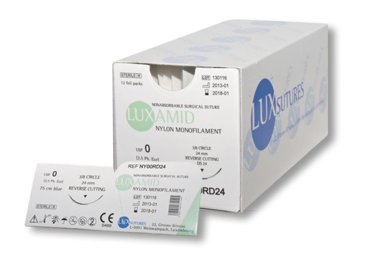 Luxsutures LUXAMID nylon monofilament suture box and pack
