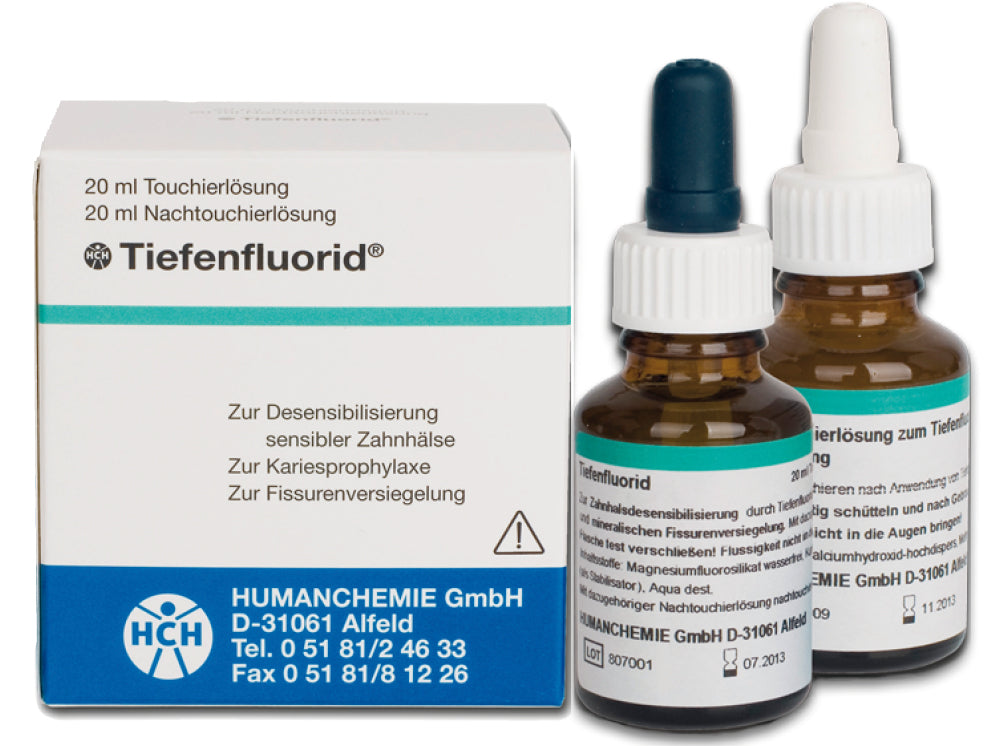 Humanchemie Tiefenfluorid 20 ml – two solutions with packaging