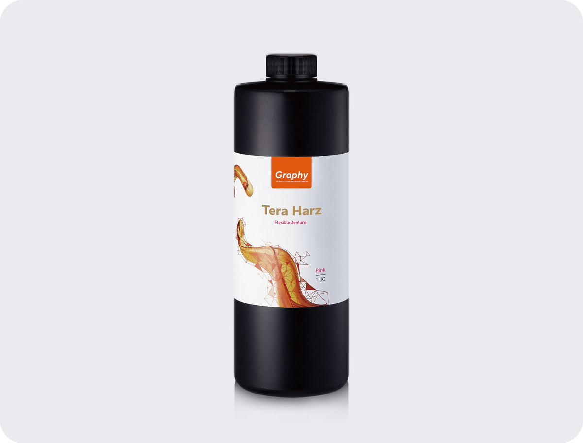 Graphy Tera Harz Flexible Denture (TFDH) resin for flexible dentures, 1 kg bottle