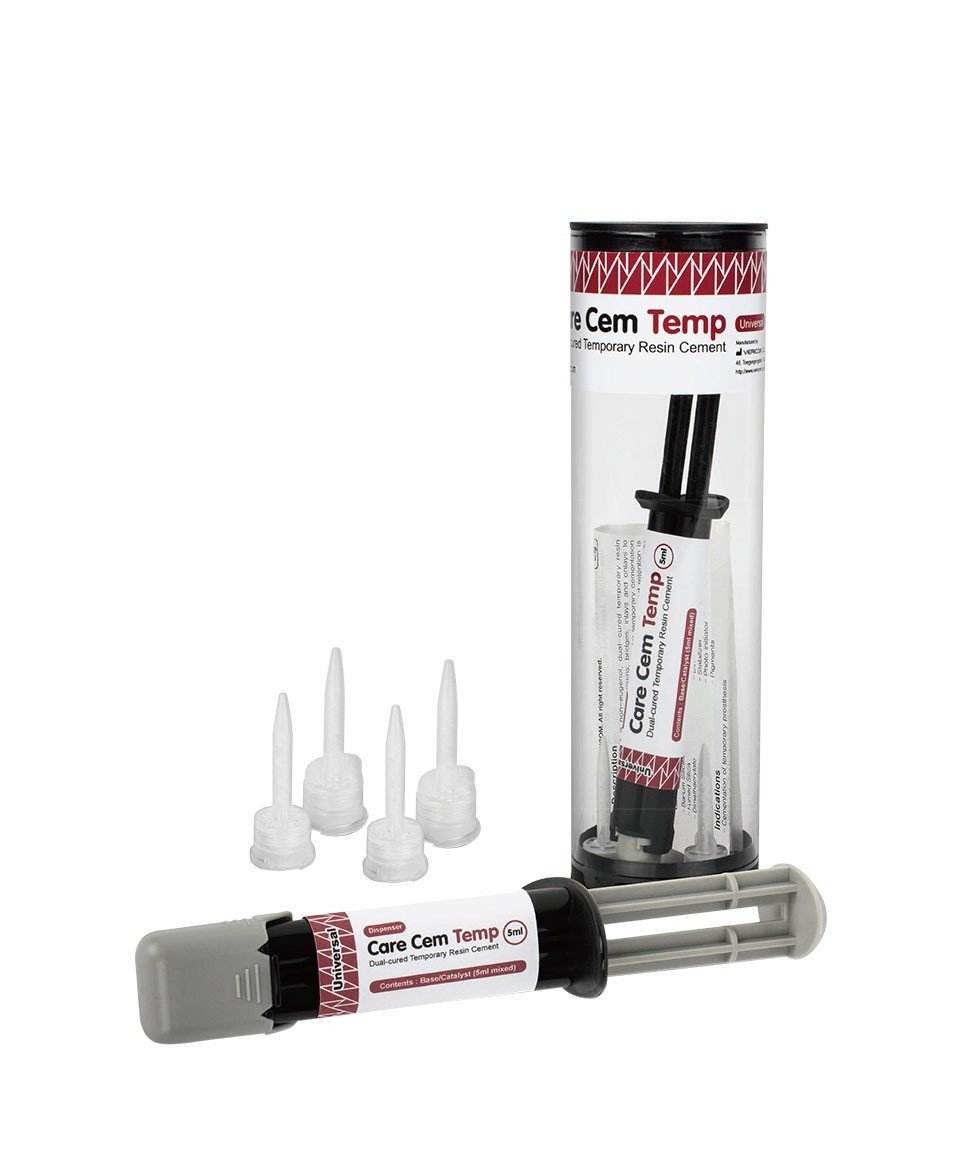 Vericom Care Cem Temp temporary resin cement syringe and tips