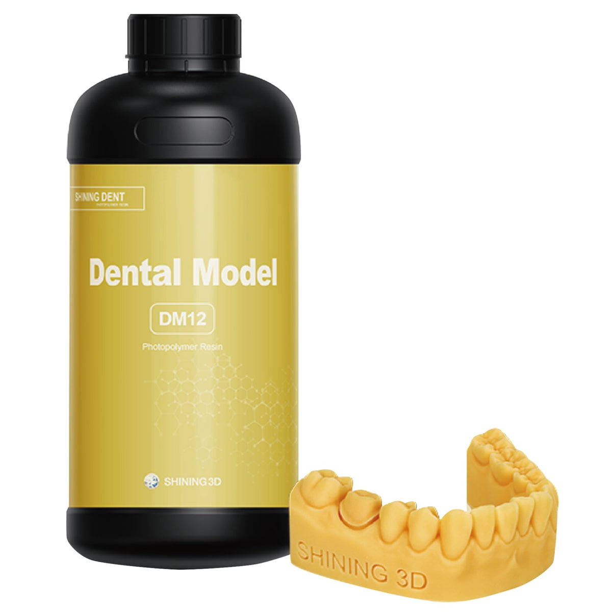 SHINING DENT DM12 yellow model resin bottle with printed dental model